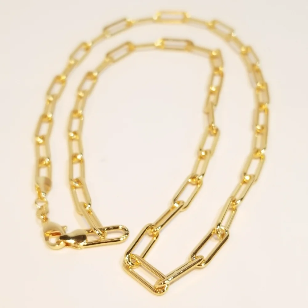 18K Gold Filled Paperclip Chain Necklace NEW